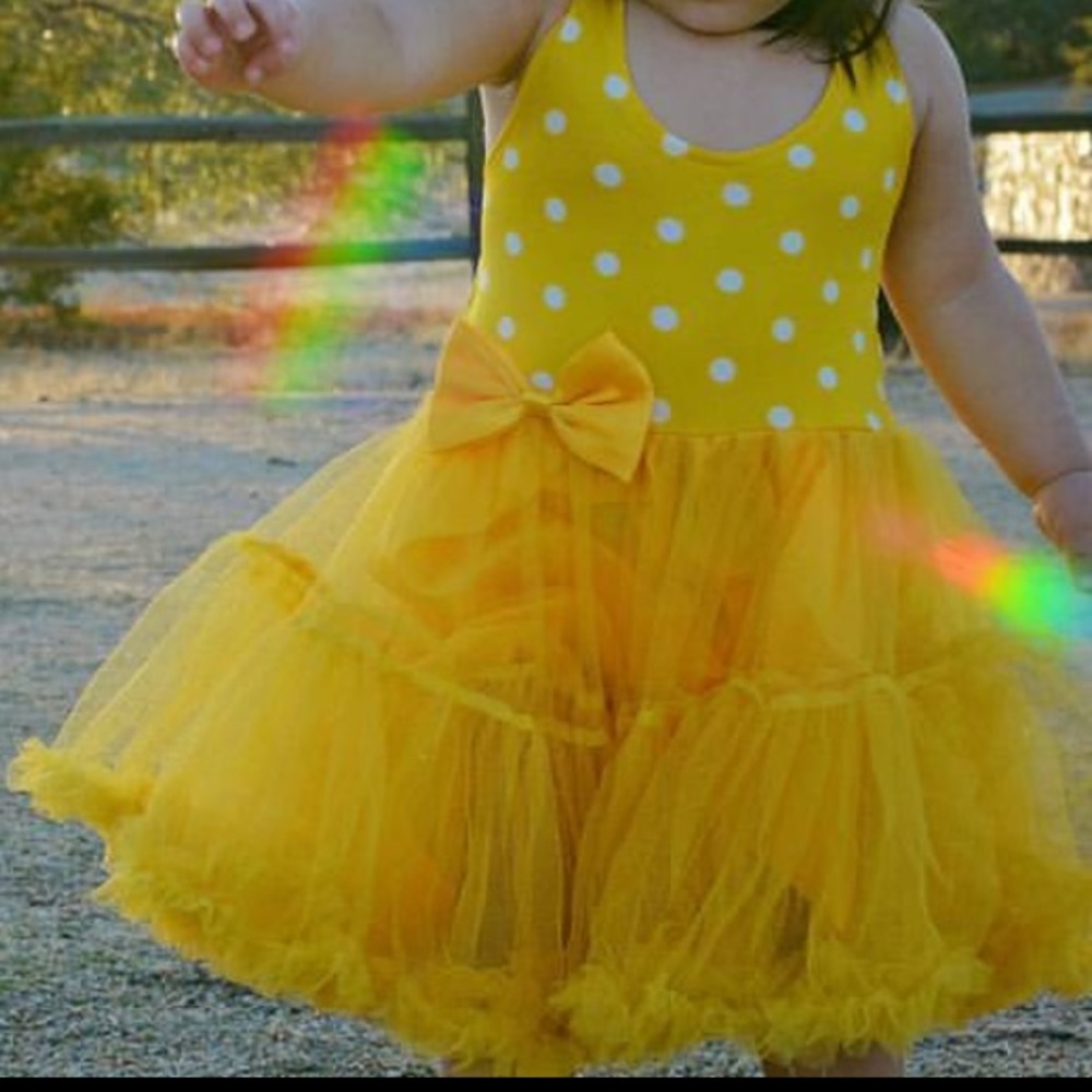 Yellow Polkadot Halter Tulle Sun Dress